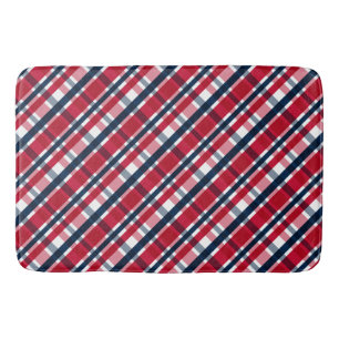 Washington Sports Fan Red White Blue Plaid Bath Mat