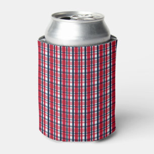 Washington Sports Fan Red White Blue Plaid Can Cooler