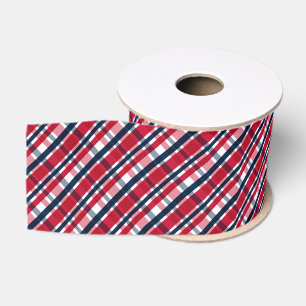 Washington Sports Fan Red White Blue Plaid Grosgrain Ribbon