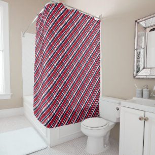 Washington Sports Fan Red White Blue Plaid Shower Curtain