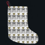 Washington Square Hanukkah Menorah NYC Landmark Small Christmas Stocking<br><div class="desc">Christmas stocking features an original pen-and-ink illustration of New York City's Washington Square Arch, "dressed up" for the holidays with a menorah. Ideal for Hanukkah decorating! This design is also available on other products. Don't see what you're looking for? Need help with customisation? Contact this designer to have something created...</div>