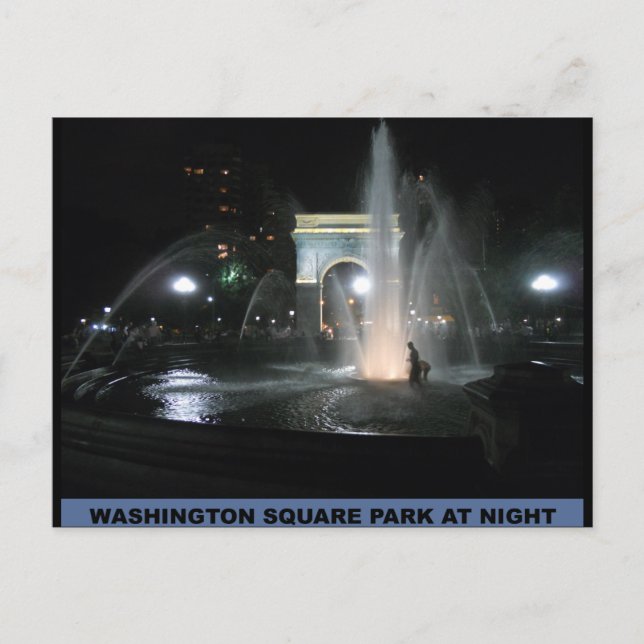 Washington Square Park at Night, NYC Postcard (Front)