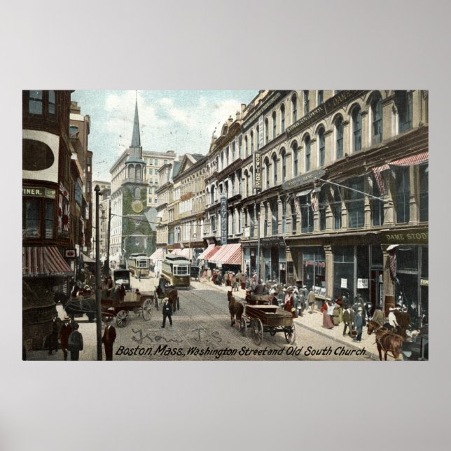 Washington St Boston 1905 Vintage Poster (Front)