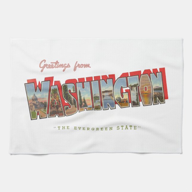 Washington State (5) Tea Towel (Horizontal)