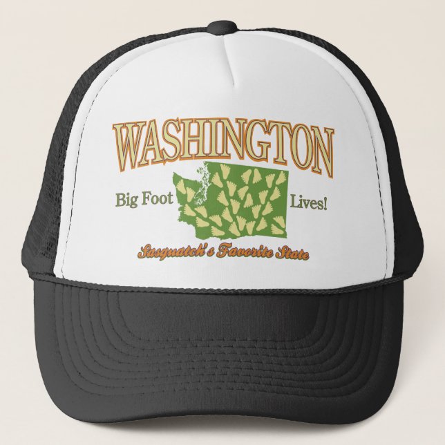 Washington State - Bigfoot Lives! Trucker Hat (Front)