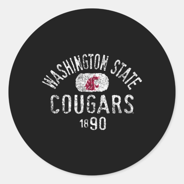 Washington State Cougars 1890 Classic Round Sticker (Front)