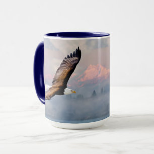 Washington State Eagle Over Olympic Mountains Blue Mug