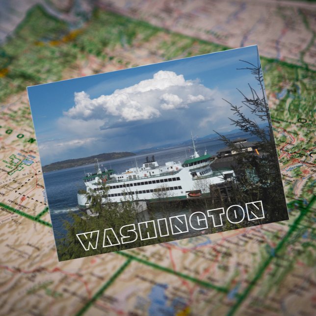 Washington State Ferry Travel Photo Postcard (In Situ Map)