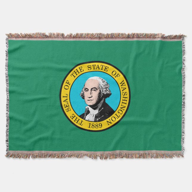 Washington State Flag Design Decor Throw Blanket (Front)