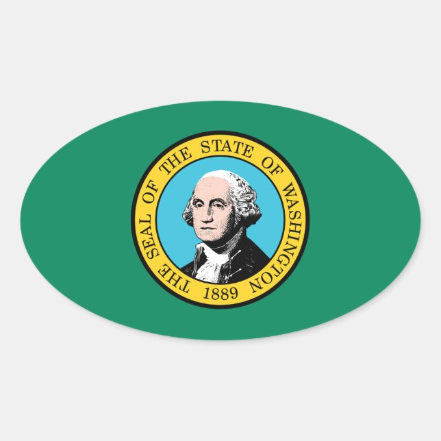 Washington State flag Oval Sticker (Front)