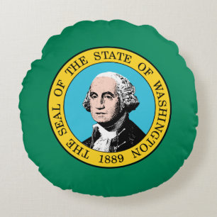 Washington State Flag Round Cushion