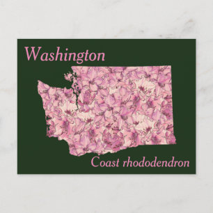 Washington State Flower Collage Map Postcard
