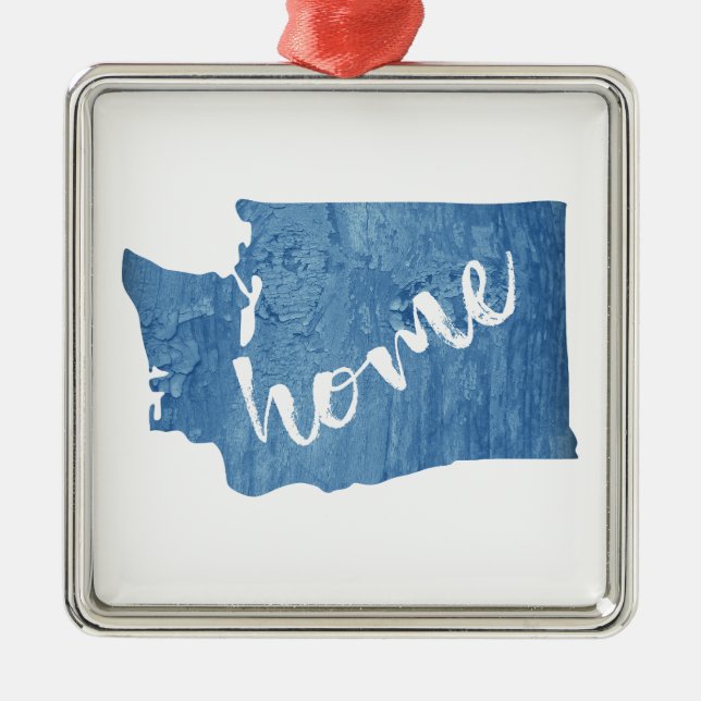 Washington State Home Wood Grain Metal Ornament (Front)