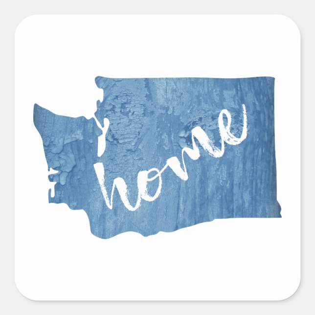 Washington State Home Wood Grain Square Sticker (Front)