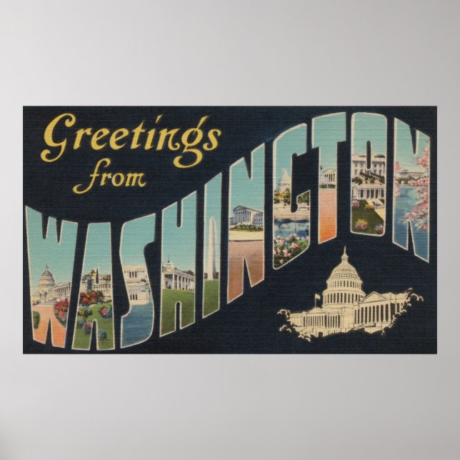 Washington (State) - Large Letter Scenes 3 Poster (Front)