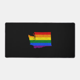 Washington State Lgbt Rainbow Flag Desk Mat
