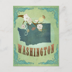 Washington State Map – Green Postcard