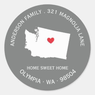 WASHINGTON State   New Home Address Label Sticker