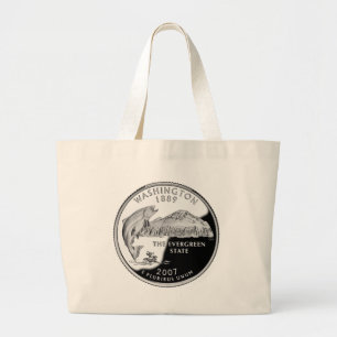 Washington State Quarter Large Tote Bag