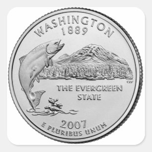 Washington State Quarter Square Sticker