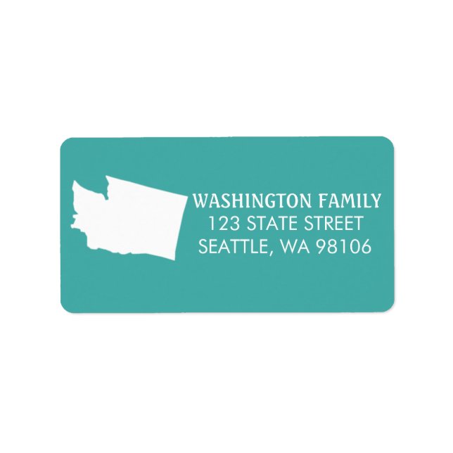 Washington State Return Address Labels - Turquoise (Front)
