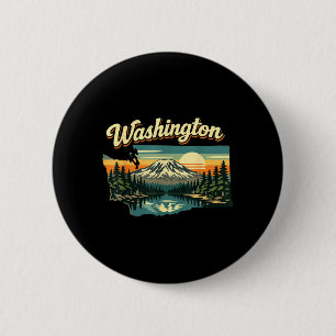 Washington State Sunset Mountain Forest Lake Scene 6 Cm Round Badge