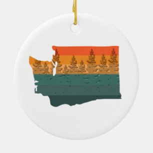 Washington State Tree Silhouette Ceramic Ornament