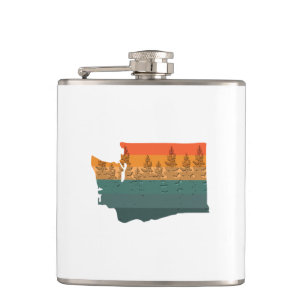 Washington State Tree Silhouette Hip Flask