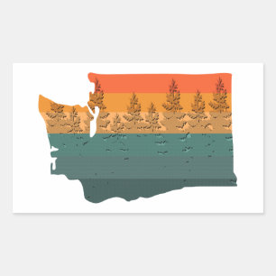 Washington State Tree Silhouette Rectangular Sticker
