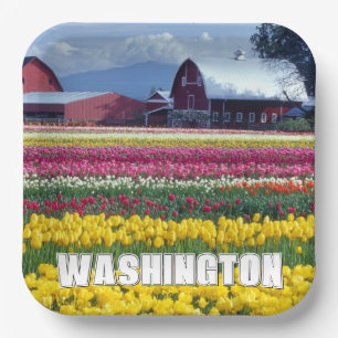 Washington State Tulip Field Paper Plate
