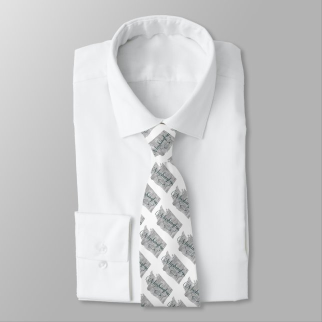 Washington State Typography Tie (Tied)