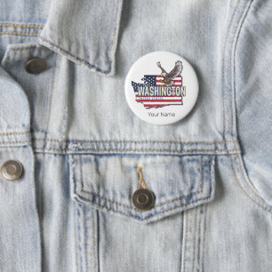 Washington State United States Map USA Souvenir 6 Cm Round Badge
