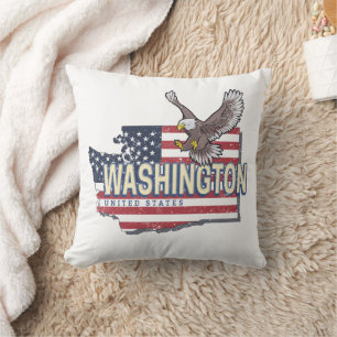 Washington State United States Map USA Souvenir Cushion