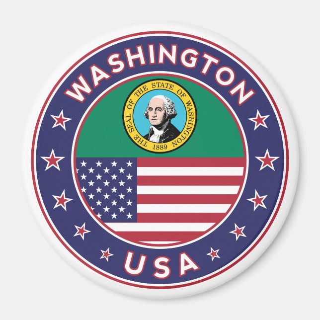 Washington sticker, phone case, tote bag magnet (Front)