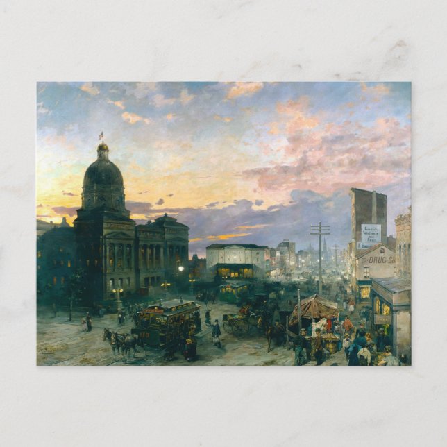 Washington Street Indianapolis Indiana Painting Postcard (Front)