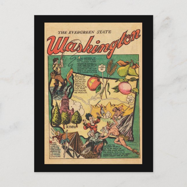 Washington the Evergreen State Postcard (Front)