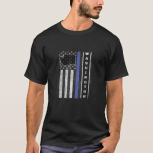 Washington Thin Blue Line Police Week Leo Usa Flag T-Shirt