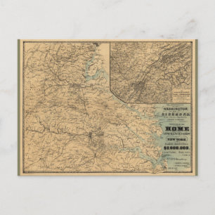 Washington to Richmond Civil War Map (1864) Postcard