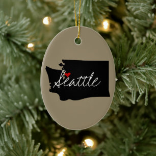 Washington Town Home State Ceramic Ornament