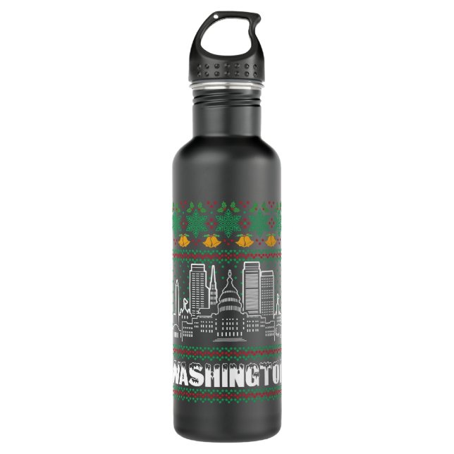 Washington Ugly Christmas 710 Ml Water Bottle (Front)