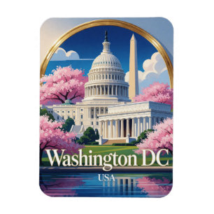 Washington USA Capitol And Monument Travel Magnet