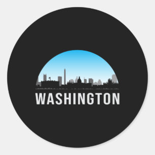 Washington USA City Cityscape Skyline Funny Gift Classic Round Sticker