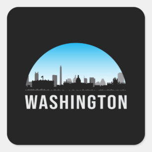 Washington USA City Cityscape Skyline Funny Gift Square Sticker
