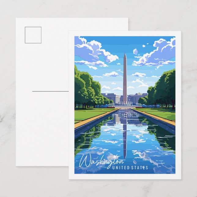 Washington USA vintage travel illustration Postcard (Front/Back)