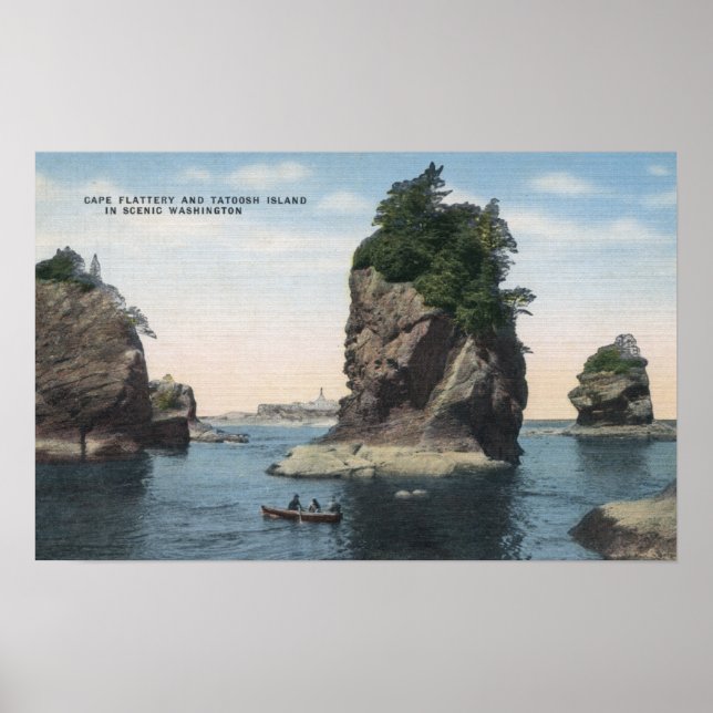 Washington - View of Cape Flattery & Tatoosh Poster (Front)