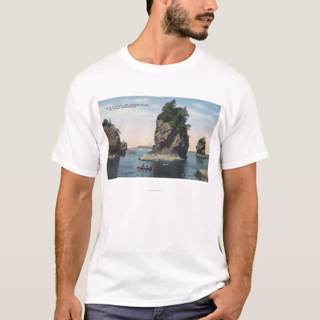 Washington - View of Cape Flattery & Tatoosh T-Shirt (Front)