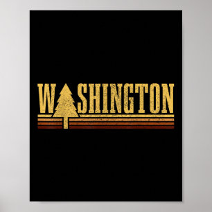 Washington Vintage Tree State Pride Camping Hiking Poster