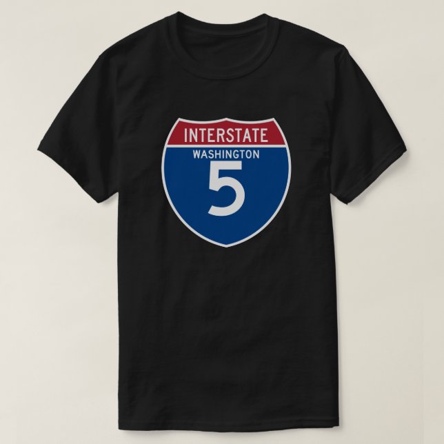 Washington WA I-5 Interstate Highway Shield - T-Shirt (Design Front)