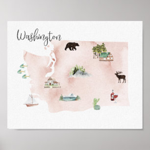 Washington Wanderlust Landmarks Map Poster
