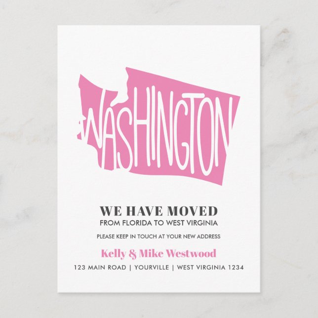WASHINGTON We've moved New address New Home  Postcard (Front)